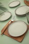 Hermia Juego para servir tartas de Porcelana, 6 piezas, Verde claro